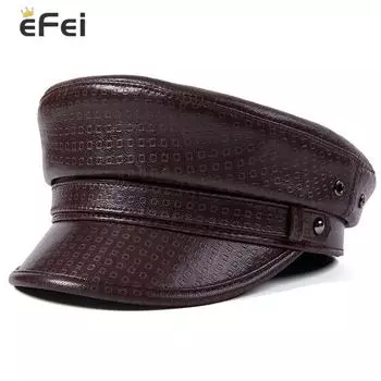 Мужские и женские темно-синие шляпы. Повседневные солнцезащитные и солнцезащитные кожаные шляпы с плоским верхом. L(55-56cm)
