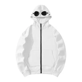Мужские и женские толстовки Модная повседневная толстовка Свободный кардиган на молнии Толстовка с длинным рукавом и капюшоном XL белый