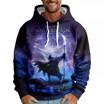 Мужские и женские толстовки с капюшоном Elden Ring Аниме-толстовки Уличная одежда Harajuku Повседневные толстовки с капюшоном и принтом в виде мультфильмов XS