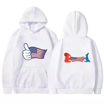 Мужские и женские толстовки с капюшоном и креативным принтом американского флага, свободный топ с капюшоном, модная спортивная рубашка на осень/зиму S