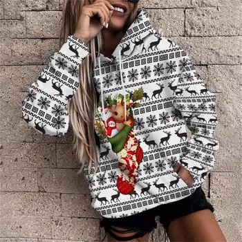 Мужские и женские толстовки с капюшоном, рождественская одежда с 3D-принтом, унисекс, толстовка, модные толстовки на весну и осень, свободный свитер S