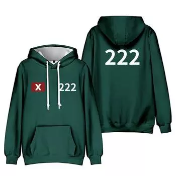 Мужские и женские толстовки с капюшоном Squid Game Hoodies Streetwear Harajuku Casual Printed Hooded Pullover Sweatshirts XS
