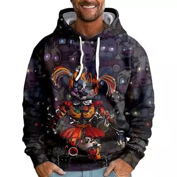 Мужские и женские толстовки с капюшоном в уличном стиле с принтом Five Nights At Freddy s Cartoon Pullover Sweatshirts XS