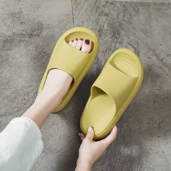 Мужские и женские толстые тапочки на платформе, летние пляжные сандалии Eva с мягкой подошвой, для отдыха, для мужчин и женщин, для ванной, противоскользящая обувь 36-37 зелёный
