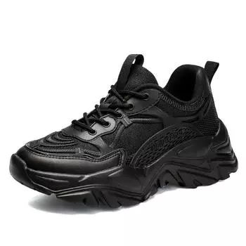 Мужские и женские удобные повседневные кроссовки на шнуровке, нескользящая беговая обувь, дышащая уличная спортивная обувь, кроссовки для тренировок 35 чёрный
