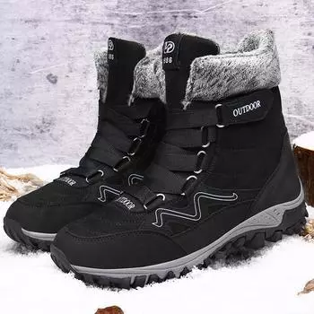 Мужские и женские универсальные зимние ботинки большого размера, замшевые термостойкие противоскользящие износостойкие зимние ботинки с высоким берцем 35 фиолетовый