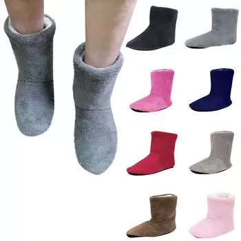 Мужские и женские утолщенные теплые напольные ботинки, противоскользящая домашняя хлопковая обувь 42 красный