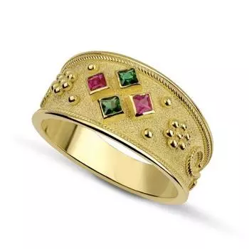 Мужские и женские ювелирные изделия Duplex Court Sand Gold Ring Plated Zircon Jewelry No. 6 золотой