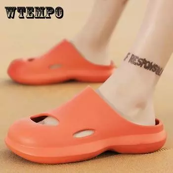 Мужские и женские весенне-летние мягкие пляжные тапочки, домашние нескользящие тапочки для пар на мягкой подошве, большие размеры 44-45 оранжевый