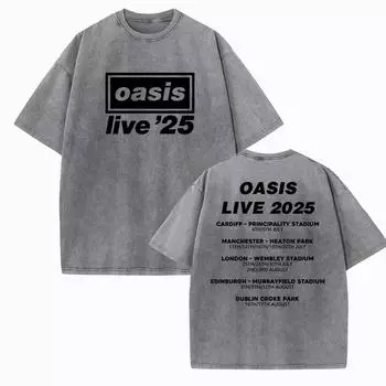 Мужские и женские винтажные летние футболки с коротким рукавом OASIS Live 25 Tour, футболка с надписью «Die Welt» Rock Tee S