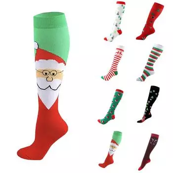 Мужские и женские впитывающие пот нейлоновые длинные компрессионные носки с принтом для занятий спортом на открытом воздухе M