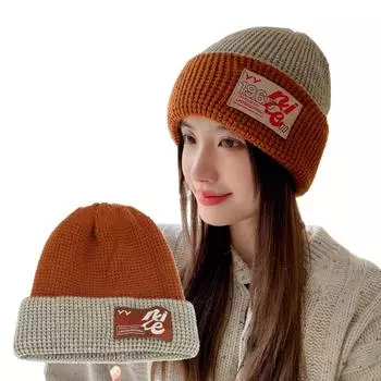 Мужские и женские вязаные шапки, новый зимний стиль, двухсторонний уличный теплый капюшон, защитная шапка из пряжи для защиты ушей от холода 56-58CM покинуть белый