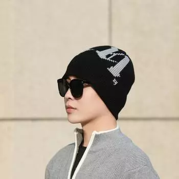 Мужские и женские вязаные шапки, шерстяные шапки с алфавитным узором в тон, флисовые зимние шапки, теплые шапки для отдыха на природе и шапки для послесезонного использования. one size fits all серый