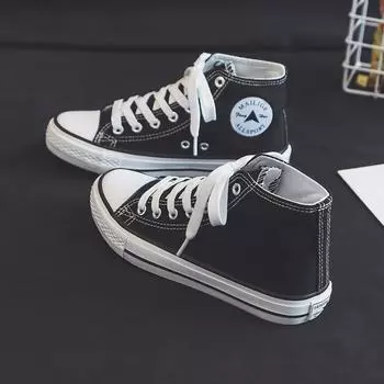 Мужские и женские вулканизированные туфли, высокие парусиновые туфли, студенческие универсальные тканевые туфли, осенние, новые, для пары 35 красный