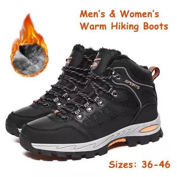 Мужские и женские высокие походные ботинки, нескользящая водонепроницаемая и бархатная теплая походная обувь, женские зимние кроссовки 39 армия зеленый