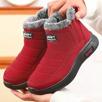 Мужские и женские высокие зимние ботинки на танкетке, водонепроницаемая платформа, повседневные удобные туфли из хлопка для мам, толстые плюшевые туфли на плоской подошве, теплые хлопковые туфли 36