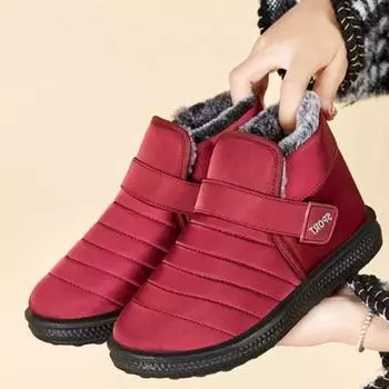 Мужские и женские зимние ботинки, коллекция 2023 года, зимние теплые длинные плюшевые непромокаемые ботильоны для пар, нескользящая обувь на плоской подошве A0059 36 чёрный