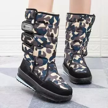 Мужские и женские зимние ботинки, новые плюшевые теплые удобные хлопковые туфли для пар, для рыбалки, нескользящие, водонепроницаемые, повседневные туфли 2024 36 синий