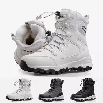 Мужские и женские зимние ботинки водонепроницаемые, нескользящие, плюшевые, толстые, теплые и холодостойкие, с вращающимися кнопками 36 чёрный