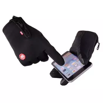 «Мужские и женские зимние флисовые перчатки с закрытыми пальцами для сенсорных экранов»: Водонепроницаемая, ветрозащитная и на молнии для езды на велосипеде, катания на лыжах и альпинизма». XL розовый