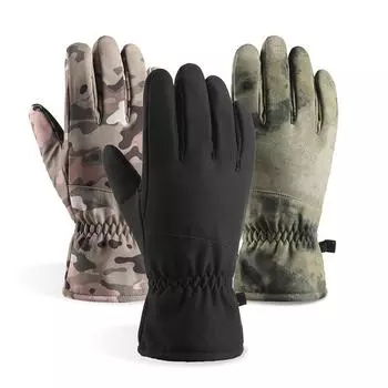 Мужские и женские зимние камуфляжные флисовые утолщенные лыжные перчатки теплые нескользящие ветрозащитные и водонепроницаемые сенсорные походные перчатки L