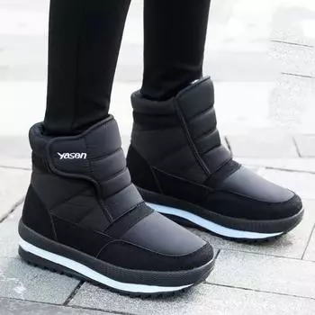 Мужские и женские зимние меховые утепленные водонепроницаемые уютные теплые непродуваемые легкие походные водонепроницаемые противоскользящие высокие ботинки до середины икры для снега 36