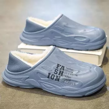 Мужские и женские зимние сандалии, теплые домашние шлепанцы для улицы, хлопковые панталончики, повседневные сабо, меховые, легко надеваемые, домашние тапочки, обувь 38-39 бежевый