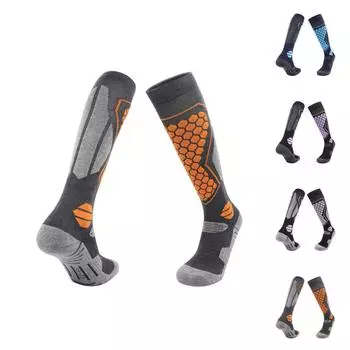 Мужские и женские зимние шерстяные лыжные носки длинные толстые теплые носки L фиолетовый