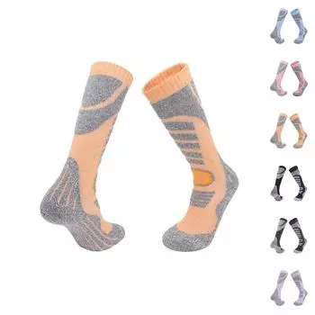 Мужские и женские зимние шерстяные лыжные носки длинные толстые теплые носки L синий