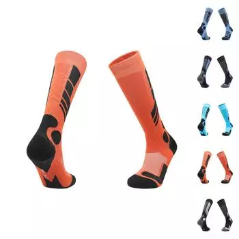 Мужские и женские зимние шерстяные лыжные носки длинные толстые теплые носки L чёрный