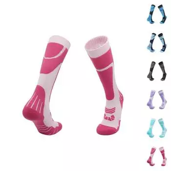 Мужские и женские зимние шерстяные лыжные носки длинные толстые теплые носки L чёрный