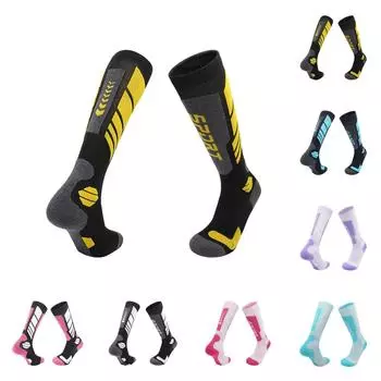 Мужские и женские зимние шерстяные лыжные носки длинные толстые теплые носки L синий