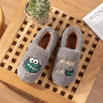 Мужские и женские зимние тапочки из плюша и хлопка 2024 года — пушистые, теплые домашние туфли на каблуке 36-37 зелёный