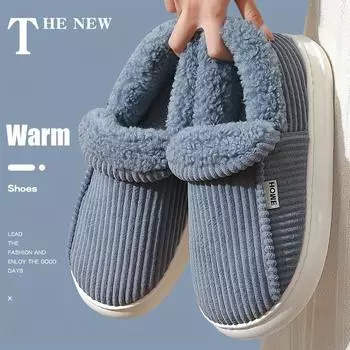 Мужские и женские зимние теплые хлопковые тапочки больших размеров - удобная флисовая подкладка, нескользящая толстая подошва, подходят для ношения в помещении и на улице 36-37 оранжевый