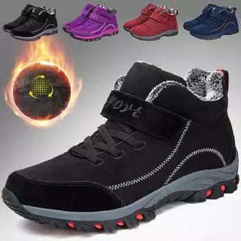 Мужские и женские зимние теплые сапоги из бархата и хлопка с нескользящей резиновой подошвой 37 красный