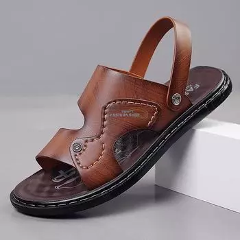 Мужские износостойкие сандалии двойного назначения: Универсальная нескользящая пляжная и повседневная обувь на лето с мягкой подошвой 41 серый