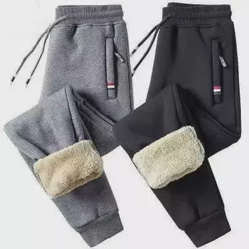Мужские износостойкие зимние повседневные брюки из овчины - корейский стиль, модные, облегающие спортивные брюки L