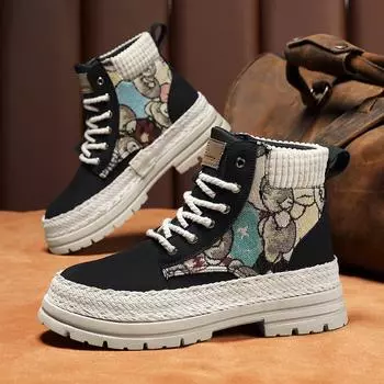 Мужские камуфляжные ботинки Martin Ankle Snow Boots для мужчин, тактические армейские ботинки, водонепроницаемые высокие ботинки, походная обувь в британском стиле 39 чёрный