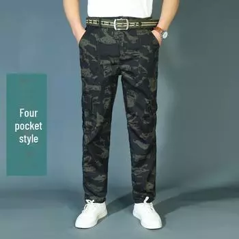 Мужские камуфляжные рабочие брюки — прочные, устойчивые к грязи, свободного кроя для использования на открытом воздухе и в строительстве 4XL/190
