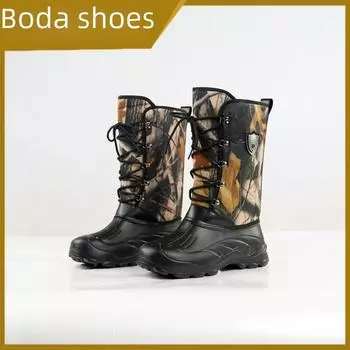 Мужские камуфляжные высокие зимние ботинки: Водонепроницаемый, утепленный и прочный для рыбалки и снега. Size 42