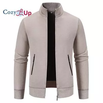 Мужские кардиганы, свитера, повседневные свитера на молнии, вязаный кардиган с карманами M бежевый