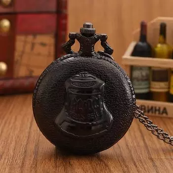 Мужские карманные часы в стиле стимпанк Black Hells Bell Pattern Кварцевые карманные часы Ожерелье Подвеска FOB Цепные часы Лучшие подарки для мужчин и женщин