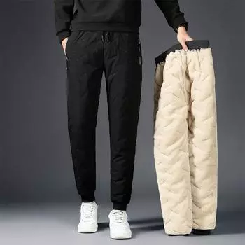 Мужские кашемировые толстые кашемировые брюки из баранины, теплые хлопковые брюки, повседневные свободные трендовые спортивные штаны больших размеров L