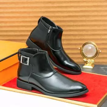 Мужские классические ботинки челси Модные ботильоны Повседневные короткие ботинки Деловые повседневные туфли с острым носком на плоской подошве Ковбойские сапоги 38 коричневый