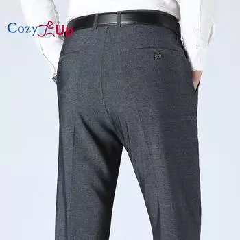 Мужские классические брюки классического кроя Cosy Up со складками и расширяющейся талией 29 чёрный