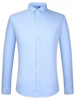 Мужские деловые рубашки из смеси шелкового бамбукового волокна с длинным рукавом, однотонная рабочая рубашка с воротником-лацканом, стандартный крой для всех сезонов 39 белый