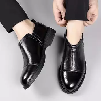 Мужские классические кожаные мокасины в стиле ретро, обувь для офиса, деловых встреч, официальных вечеринок, комфортная универсальная обувь для пожилых людей 38 чёрный