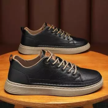 Мужские классические кожаные туфли, горячая распродажа, мужские повседневные кроссовки, легкие износостойкие туфли на платформе для ходьбы, мужская вулканизированная обувь 39 коричневый