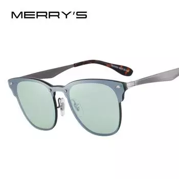Мужские классические квадратные солнцезащитные очки MERRY S DESIGN с заклепками в стиле ретро чёрный