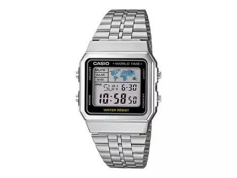 Мужские классические кварцевые часы Casio A500WA-1 серебристого цвета из нержавеющей стали, НОВИНКА